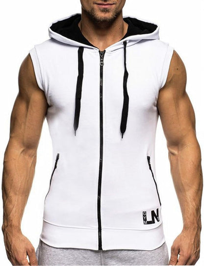 Men's Bodybuilding Sleeveless Hoodie Gym Tank Top