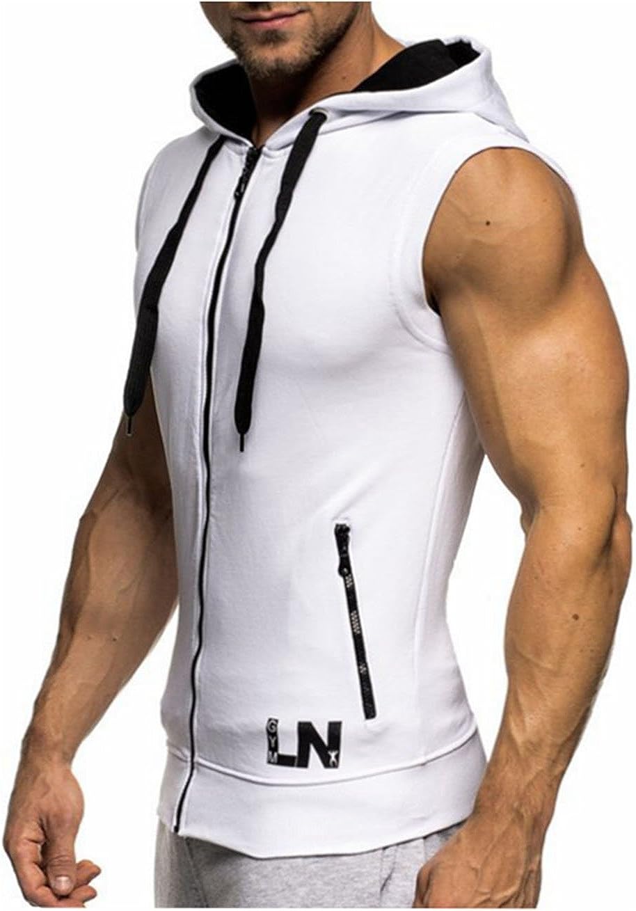 Men's Bodybuilding Sleeveless Hoodie Gym Tank Top