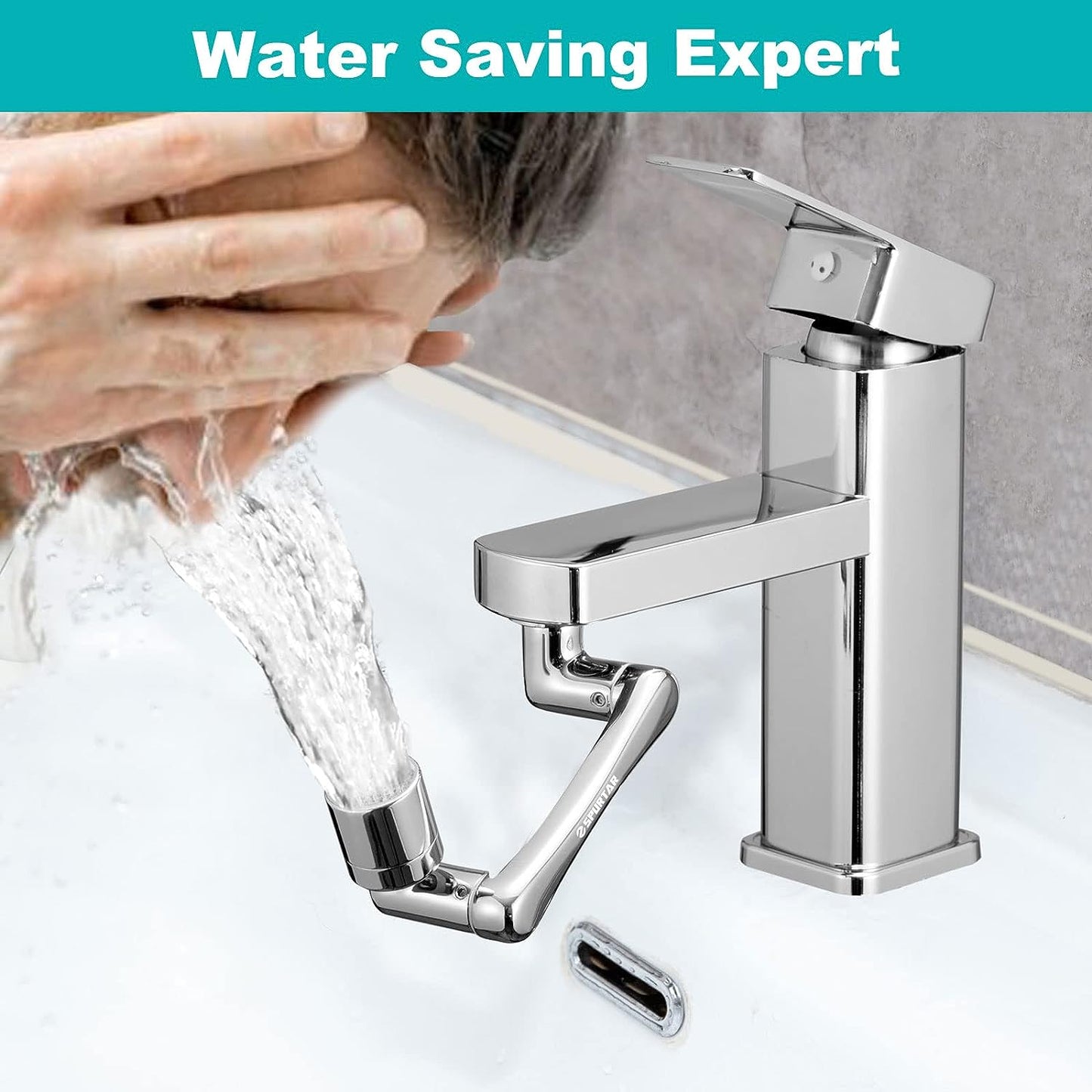 1440° Faucet Extender 2 PCS, 2 Outlet Mode 1080° Rotatable Faucet Aerator + 360° Swivel Faucet Attachment Multifunctional Extension, Splash Filter Kitchen Faucet Extender for Bathroom Sink