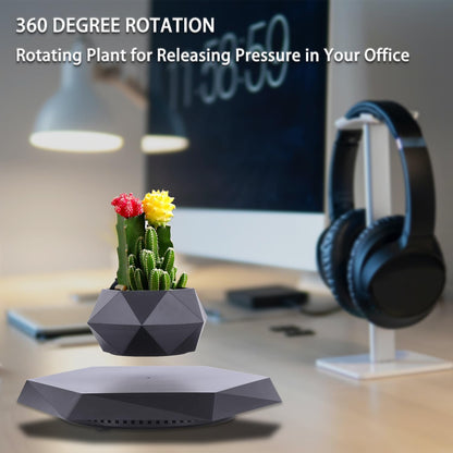 Floating Plant Pot, Magnetic Levitating Planter, Rotating Levitation Bonsai Flower Pot for Home Office, Table Desk Futuristic Gadgets Room Decor SIM10-PZ1-BLACK