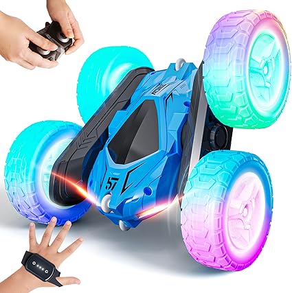 Remote Control Car, RC Cars Double Sided 360° Rotating Car Toys, Gesture Sensing RC Stunt Car with Headlights Wheel Lights, Ideal Gifts for Boys Girls