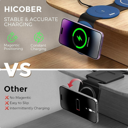 The best 3 in 1 Charging Station for Apple Watch Charger, Hicober Magnetic Wireless Charger Foldable Travel Stand for iPhone 14/13 / 12 / Series iWatch 8 7 6 5 4 3 2 SE Airpods 3 2 Pro