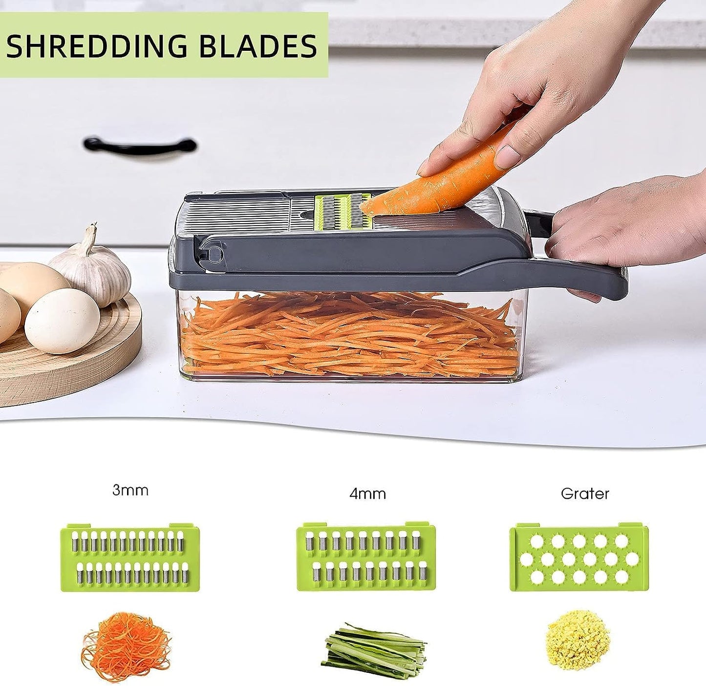 Vegetable Chopper Slicer 16-in-1 with Spice Chopper Set 7 Blades Veggie Dicer Onion Fruit Cutter (gray set)