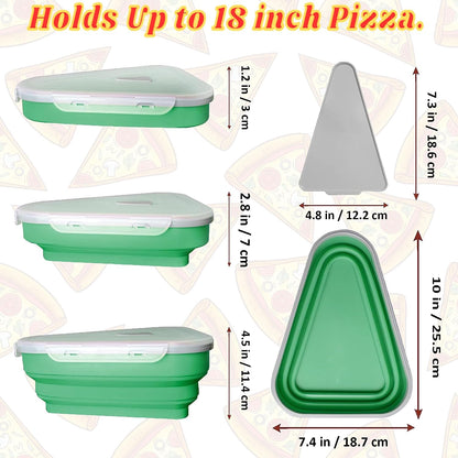 Pizza Storage Container Silicone Collapsible includes 5 trays, Reusable Pizza Storage Container, Saves Fridge Space - Microwave & Dishwasher Safe, Pizza Slice Pack Storage Container Expandable, Leftover Pizza Slice Storage Container Saver, Silic