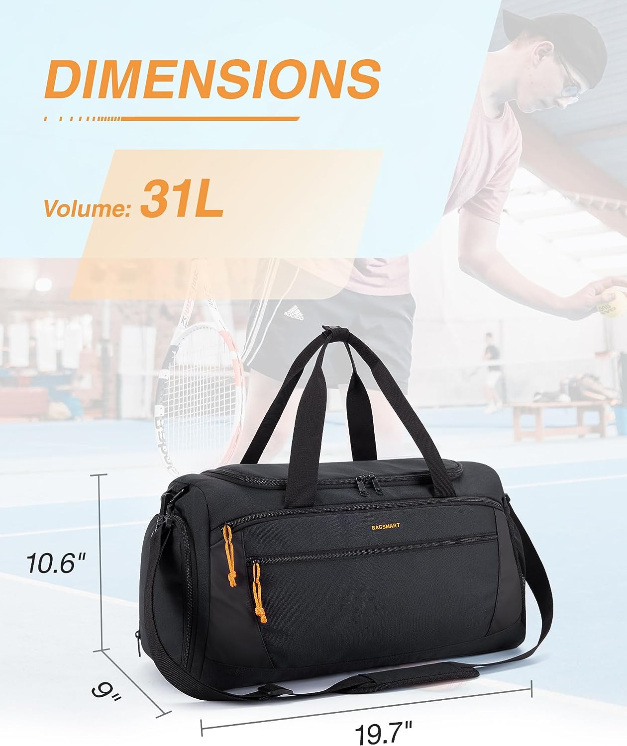 LARGE Gym Bag, 31L Sports Travel Duffle Bag With Shoe Compartment, Waterproof Gym Duffel Bag for Men/Women Travel, Carry On Weekender Workout Bag, Beige