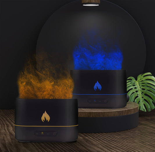 Torcher Flame Diffuser for Essential Oils - Ultrasonic Essential Oil Diffusers for Aromatherapy at Home or Office - with Auto-Shutoff; Timer Functions - Black Modern Design