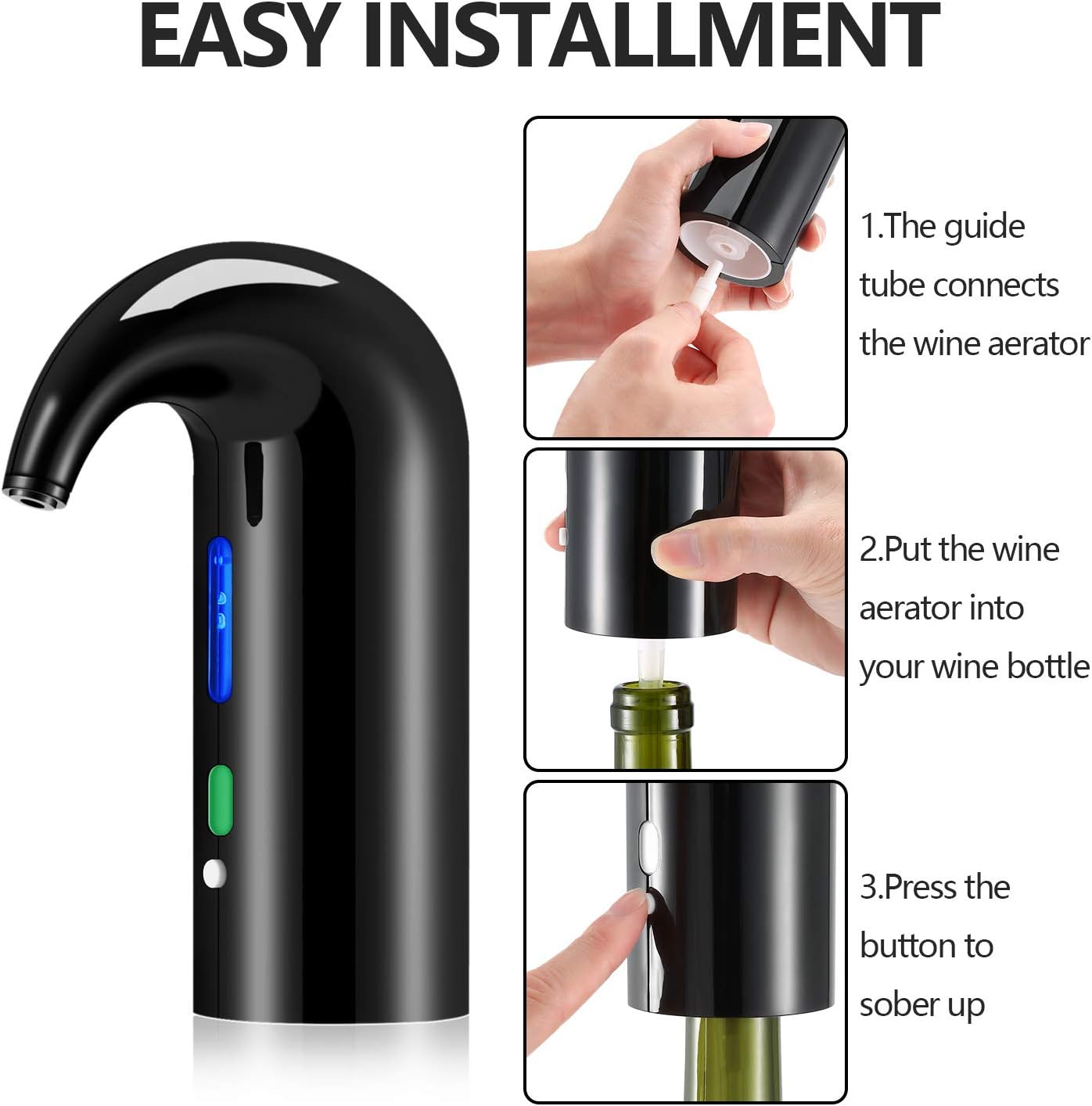 Electric Wine Aerator Gifts Electric Wine Pourer and Wine Dispenser Pump, Multi-Smart Automatic Filter Wine Dispenser with USB Rechargeable for Mother's Day Gifts, Travel, Home and Bar