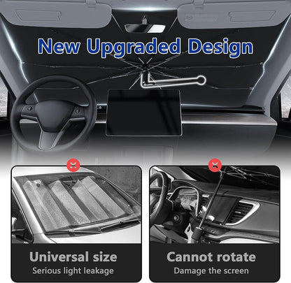 Car Windshield Sun Shade - Foldable Umbrella Reflective Sunshade for Car Front Window Block UV Rays and Heat Car Visor Keep Vehicle Cool Cover Most Cars, SUV, Truck for Auto Windshield