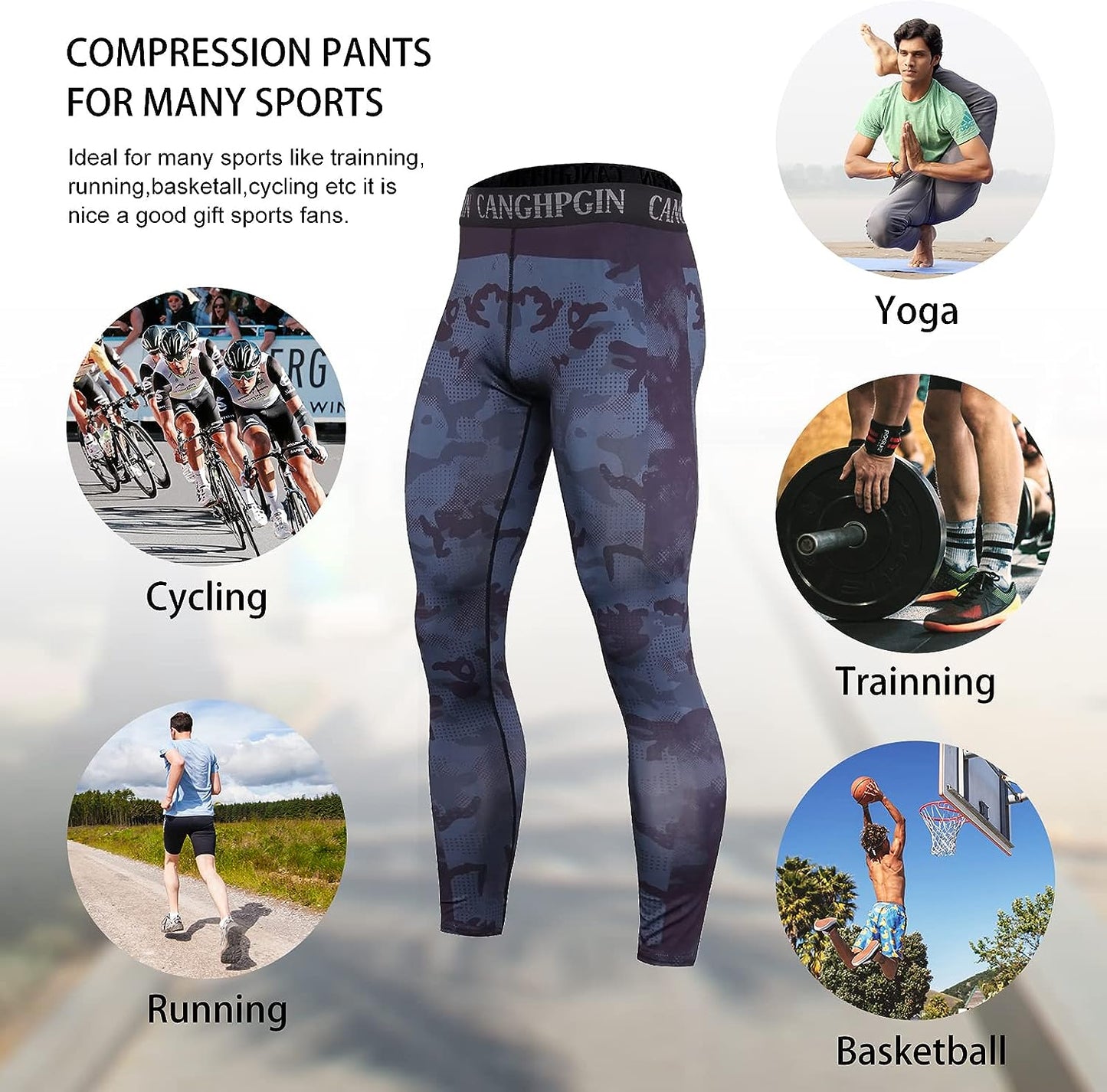 Compression Pants Men UV Blocking Running Tights 1 or 2 Pack Gym Yoga Leggings for Athletic Workout