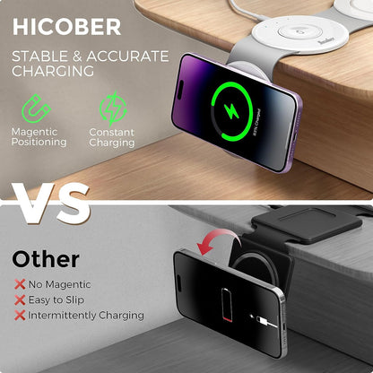 The best 3 in 1 Charging Station for Apple Watch Charger, Hicober Magnetic Wireless Charger Foldable Travel Stand for iPhone 14/13 / 12 / Series iWatch 8 7 6 5 4 3 2 SE Airpods 3 2 Pro