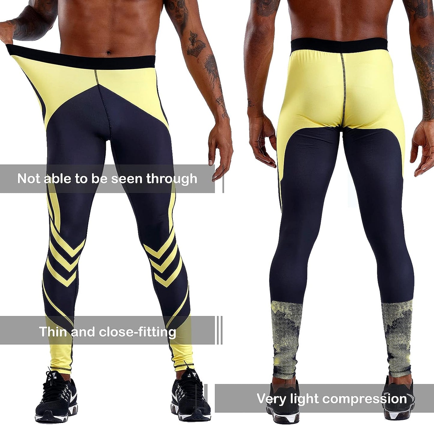 Compression Pants Men UV Blocking Running Tights 1 or 2 Pack Gym Yoga Leggings for Athletic Workout