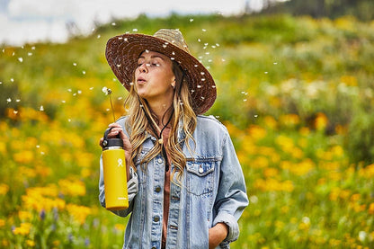 Hydro Flask Water Bottle - Stainless Steel & Vacuum Insulated - Wide Mouth 2.0 with Leak Proof Flex Cap - 32 oz, Sunflower