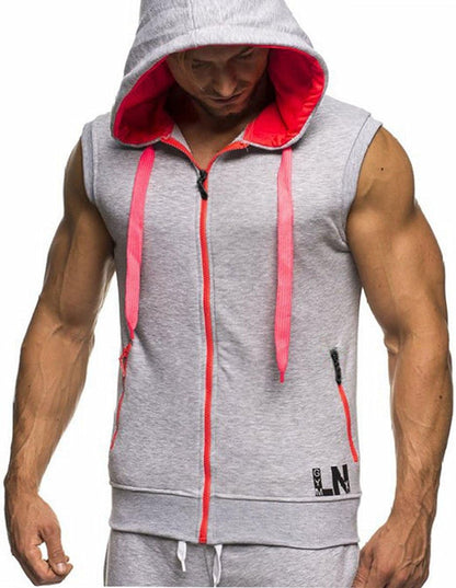 Men's Bodybuilding Sleeveless Hoodie Gym Tank Top