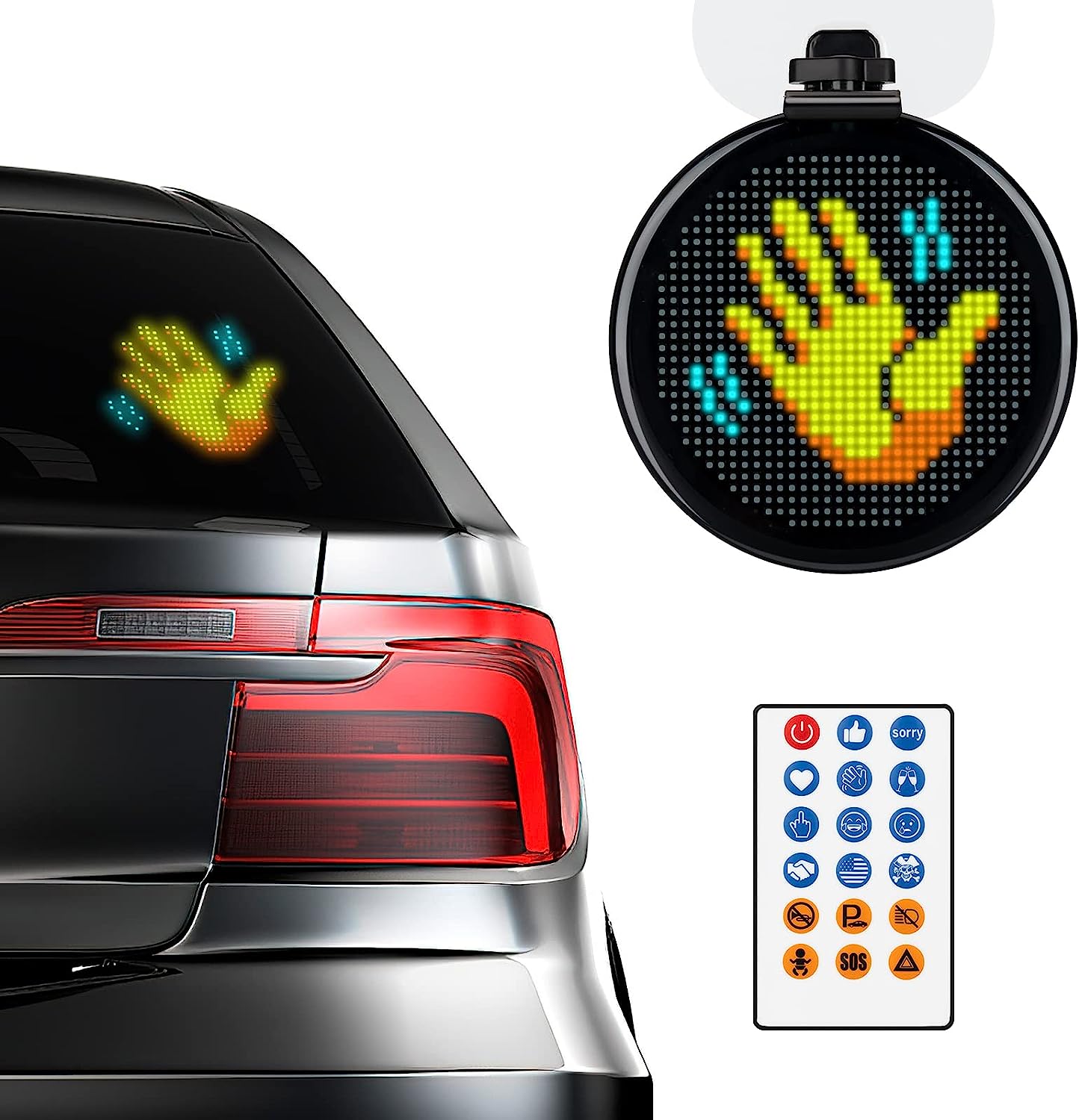 Funny Car Accessories - LED Safety Car Sign Light 2nd Generation, Custom Text Pattern Animation Scrolling Programmable LED Sign, Great Way to Communicate with Other Drivers