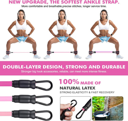 NOTABLE HOXWC Ankle Resistance Bands with Cuffs, Ankle Bands for Working Out, Ankle Resistance Band for Leg, Booty Workout Equipment for Kickbacks Hip Fitness Training, Exercise Bands for Butt Lift Women