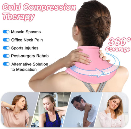 Neck Ice Pack Wrap Gel Reusable Ice Packs for Neck Pain Relief, Cervical Cold Compress Ice Pack for Sports Injuries, Swelling, Office Neck Pressure and Cervical Surgery Recovery (Black)