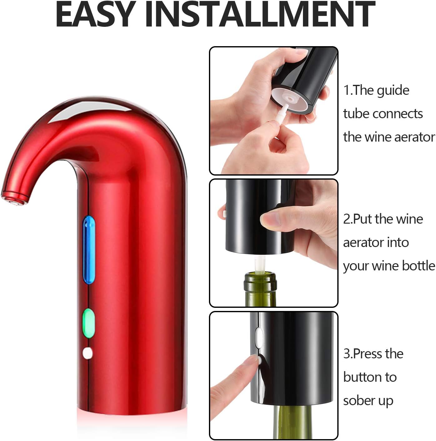 Electric Wine Aerator Gifts Electric Wine Pourer and Wine Dispenser Pump, Multi-Smart Automatic Filter Wine Dispenser with USB Rechargeable for Mother's Day Gifts, Travel, Home and Bar