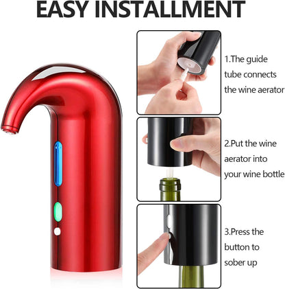 Electric Wine Aerator Gifts Electric Wine Pourer and Wine Dispenser Pump, Multi-Smart Automatic Filter Wine Dispenser with USB Rechargeable for Mother's Day Gifts, Travel, Home and Bar