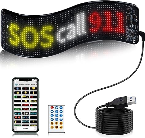 Funny Car Accessories - LED Safety Car Sign Light 2nd Generation, Custom Text Pattern Animation Scrolling Programmable LED Sign, Great Way to Communicate with Other Drivers