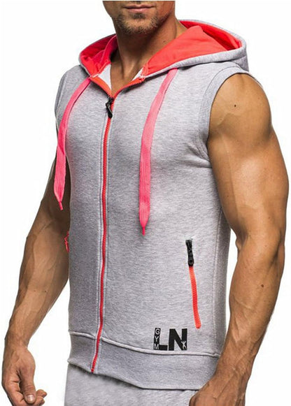 Men's Bodybuilding Sleeveless Hoodie Gym Tank Top