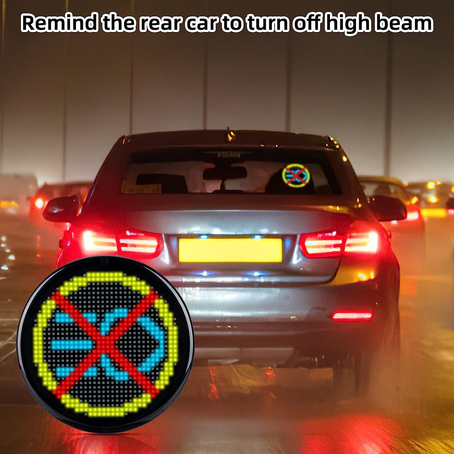 Funny Car Accessories - LED Safety Car Sign Light 2nd Generation, Custom Text Pattern Animation Scrolling Programmable LED Sign, Great Way to Communicate with Other Drivers