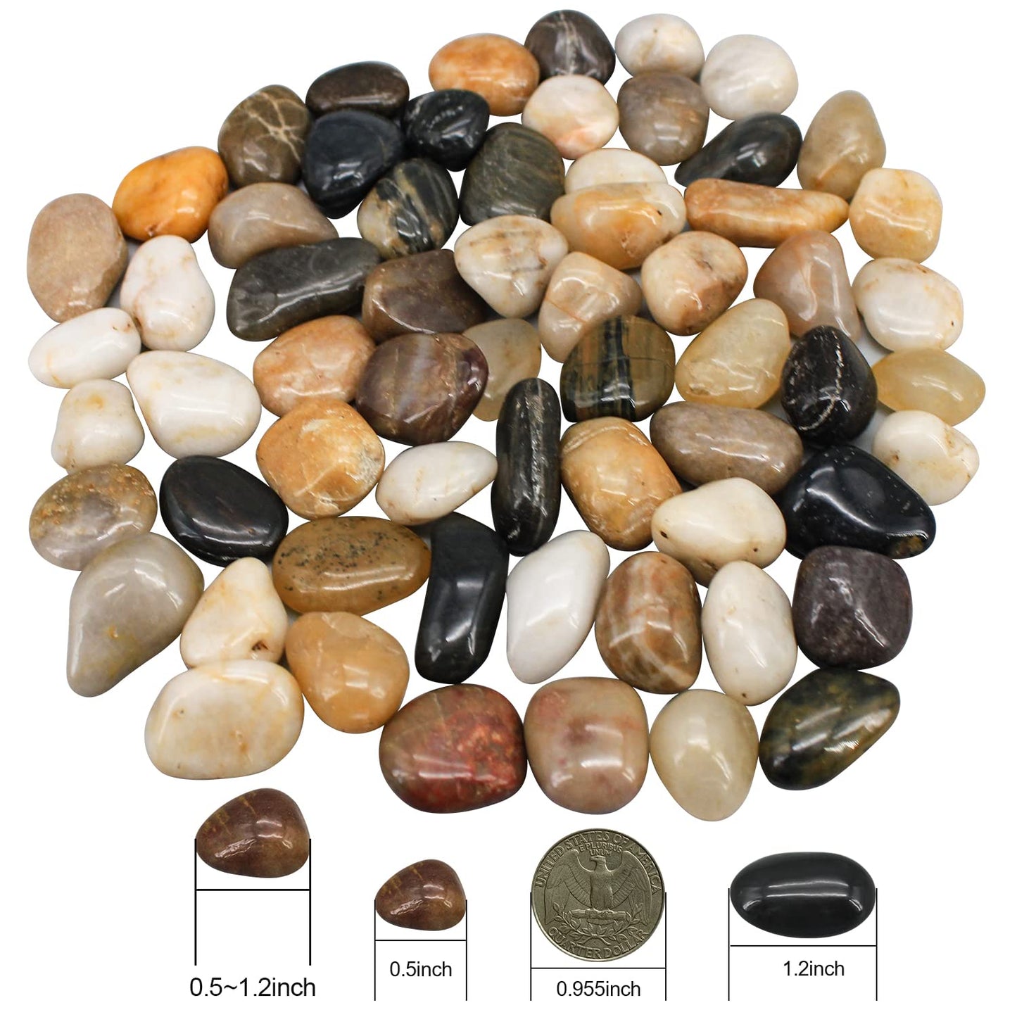 River Rocks Decorative Ornamental Pebbles Garden Landscaping Stones Gravel Filler for Home Decoration Flower Bed Fish Tank Plants Vases Succulents