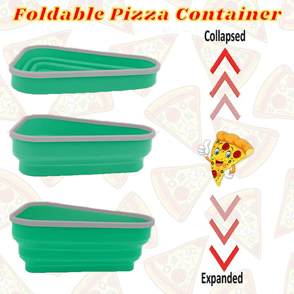 Pizza Storage Container Silicone Collapsible includes 5 trays, Reusable Pizza Storage Container, Saves Fridge Space - Microwave & Dishwasher Safe, Pizza Slice Pack Storage Container Expandable, Leftover Pizza Slice Storage Container Saver, Silic