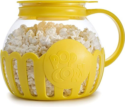 Microwave Popcorn Popper with Temperature Safe Glass, 3-in-1 Lid Measures Kernels and Melts Butter, Made Without BPA, Dishwasher Safe, 3-Quart, Red