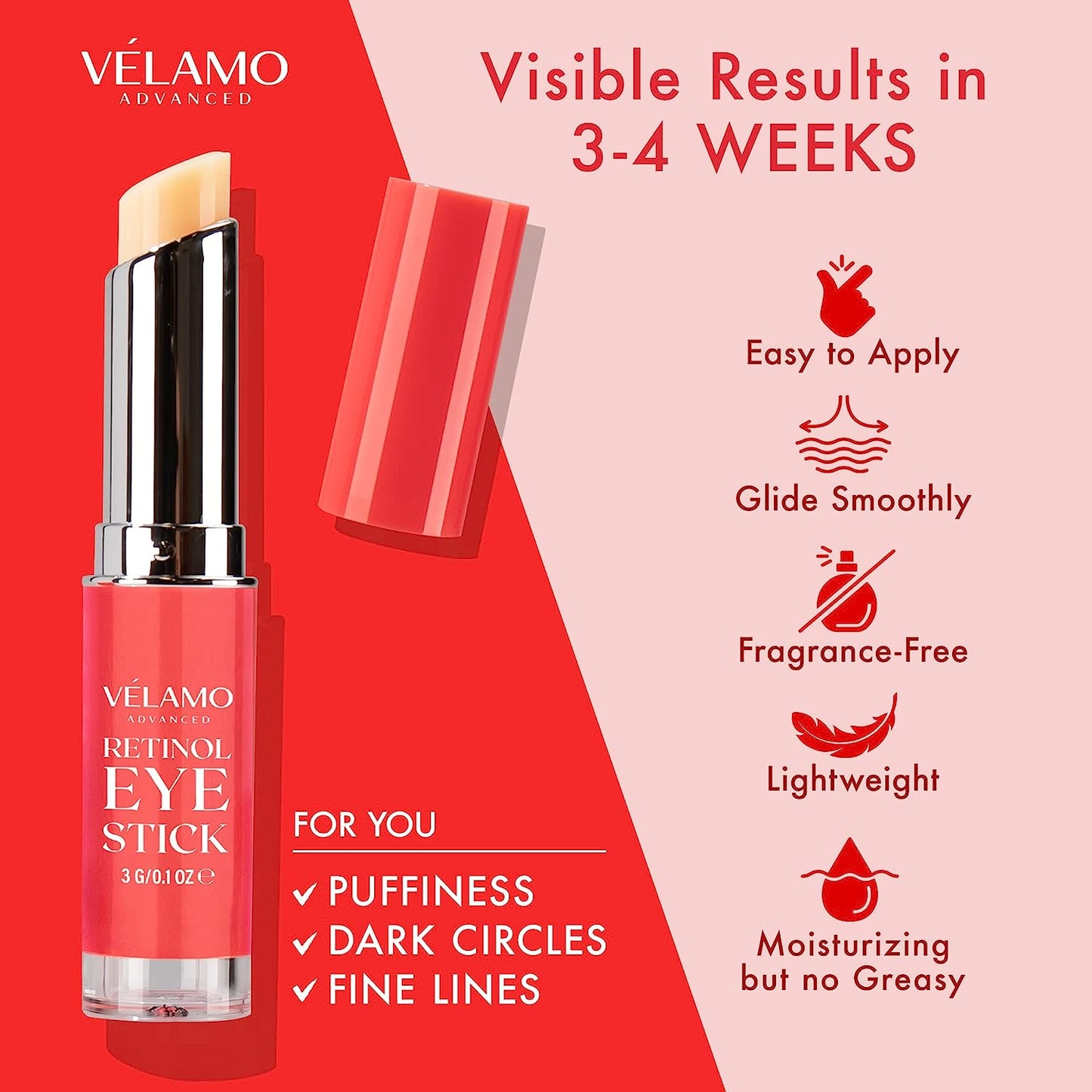 BEST Retinol Eye Stick, Retinol Eye Cream for Dark Circles and Puffiness, Visible Results in 3-4 Weeks, Under Eye Cream Anti Aging, Eye Brightener Stick, Eye Cream for Wrinkles, Brightening Eye Cream for Puffiness and Bags under Eyes, Brightening Eye Balm