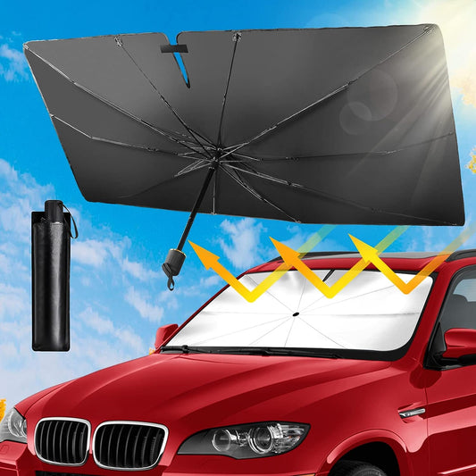 THE Car Sun Shade Windshield Umbrella-Upgraded Opening Design Foldable Car Windshield Cover Sunshade Umbrella UV Block,Automotive Car Front Window of Heat Insulation Protection for Most Car SUV CRV Trucks