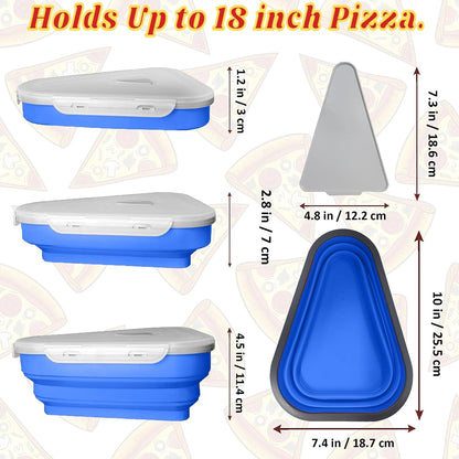 Pizza Storage Container Silicone Collapsible includes 5 trays, Reusable Pizza Storage Container, Saves Fridge Space - Microwave & Dishwasher Safe, Pizza Slice Pack Storage Container Expandable, Leftover Pizza Slice Storage Container Saver, Silic