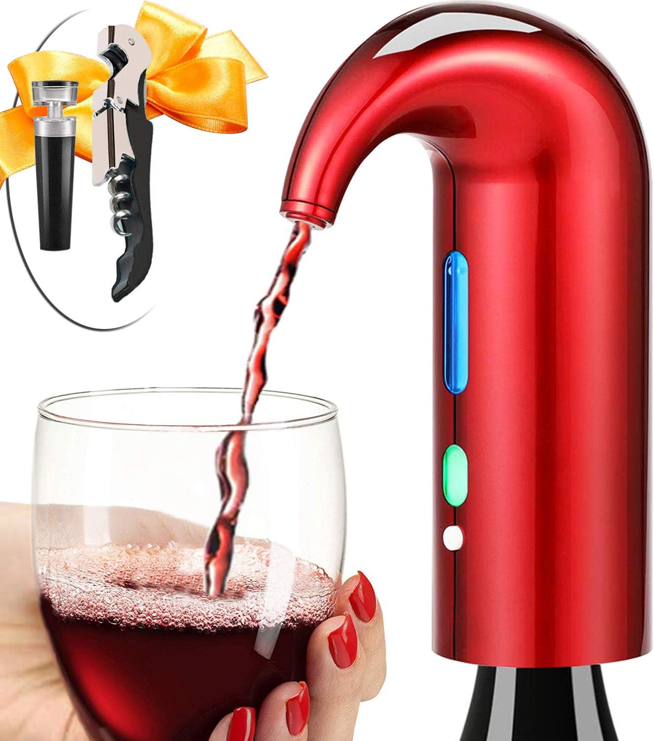 Electric Wine Aerator Gifts Electric Wine Pourer and Wine Dispenser Pump, Multi-Smart Automatic Filter Wine Dispenser with USB Rechargeable for Mother's Day Gifts, Travel, Home and Bar