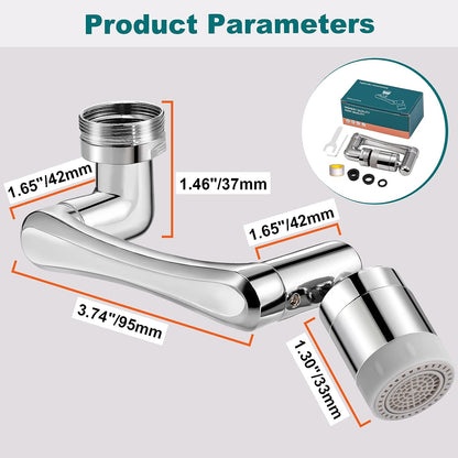 1440° Faucet Extender 2 PCS, 2 Outlet Mode 1080° Rotatable Faucet Aerator + 360° Swivel Faucet Attachment Multifunctional Extension, Splash Filter Kitchen Faucet Extender for Bathroom Sink