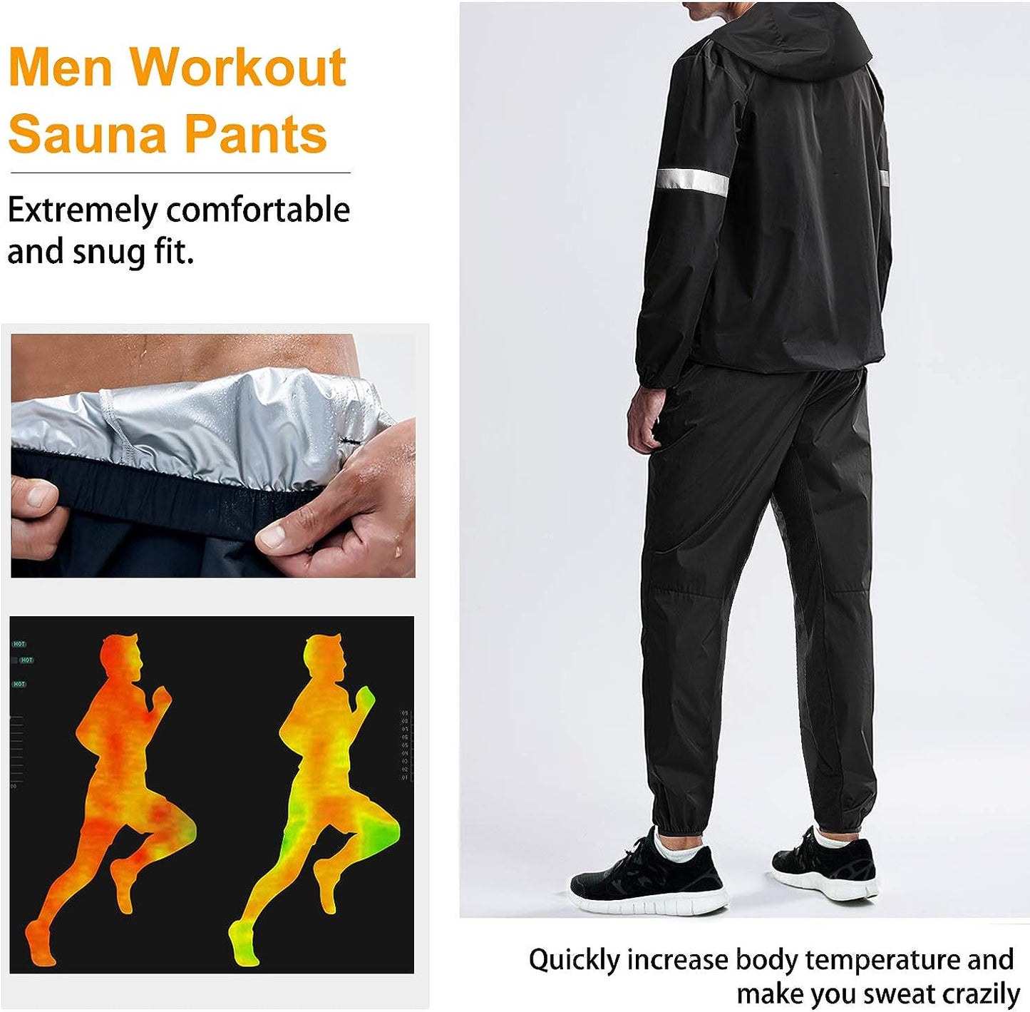 BEST Sauna Suit for Men Sweat Jacket for Men Sweat Sauna Pants Gym Workout Sweat Suit