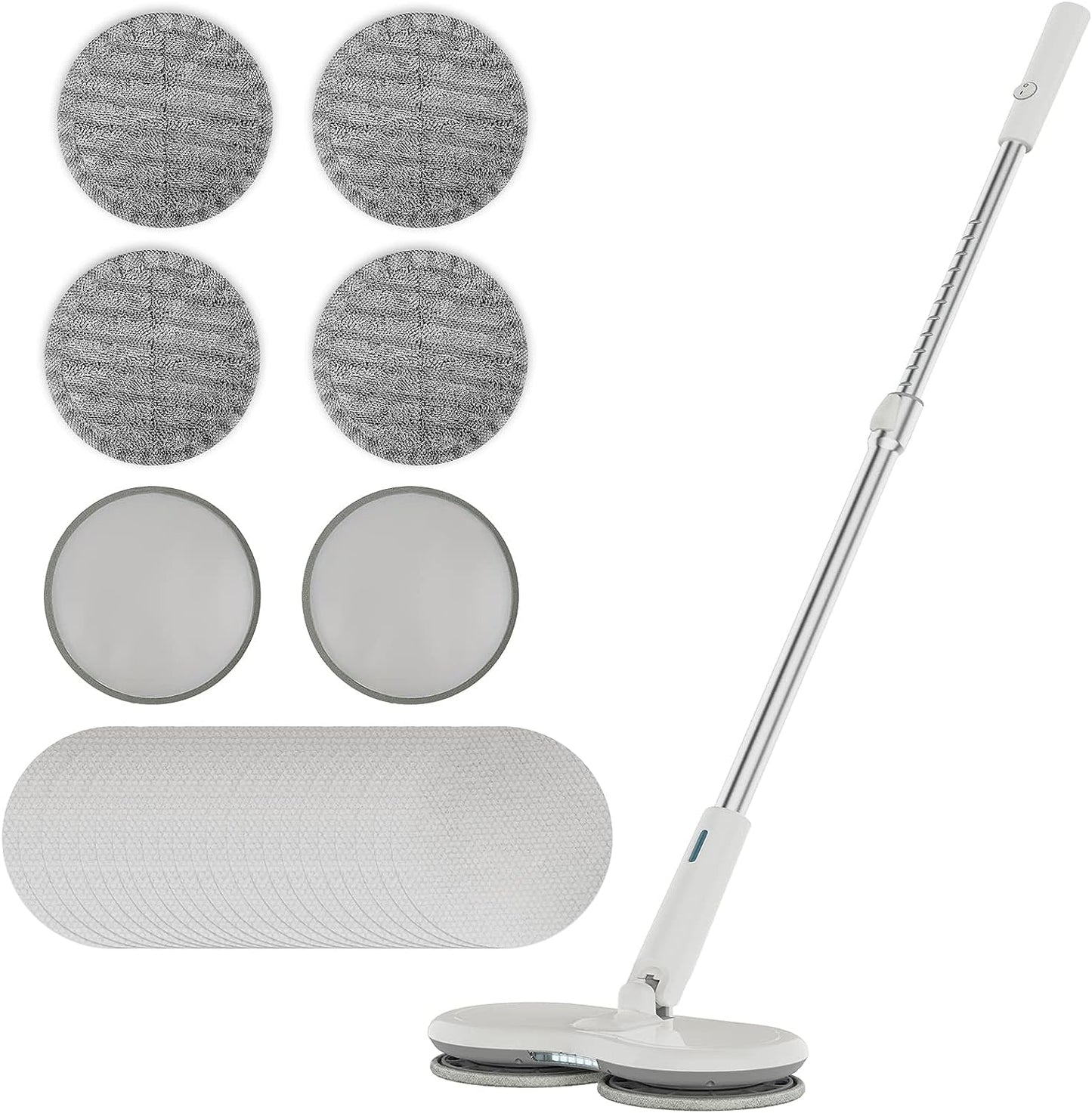 GOOD Electric Mop with Motorized Dual Spinning Mopheads 4PCS Microfiber Pads & 20PCS Disposable Mop Pad Set, Easily to Clean Wood Floor Ceramic Tiles Marble Floor-to-Ceiling Windows & Others