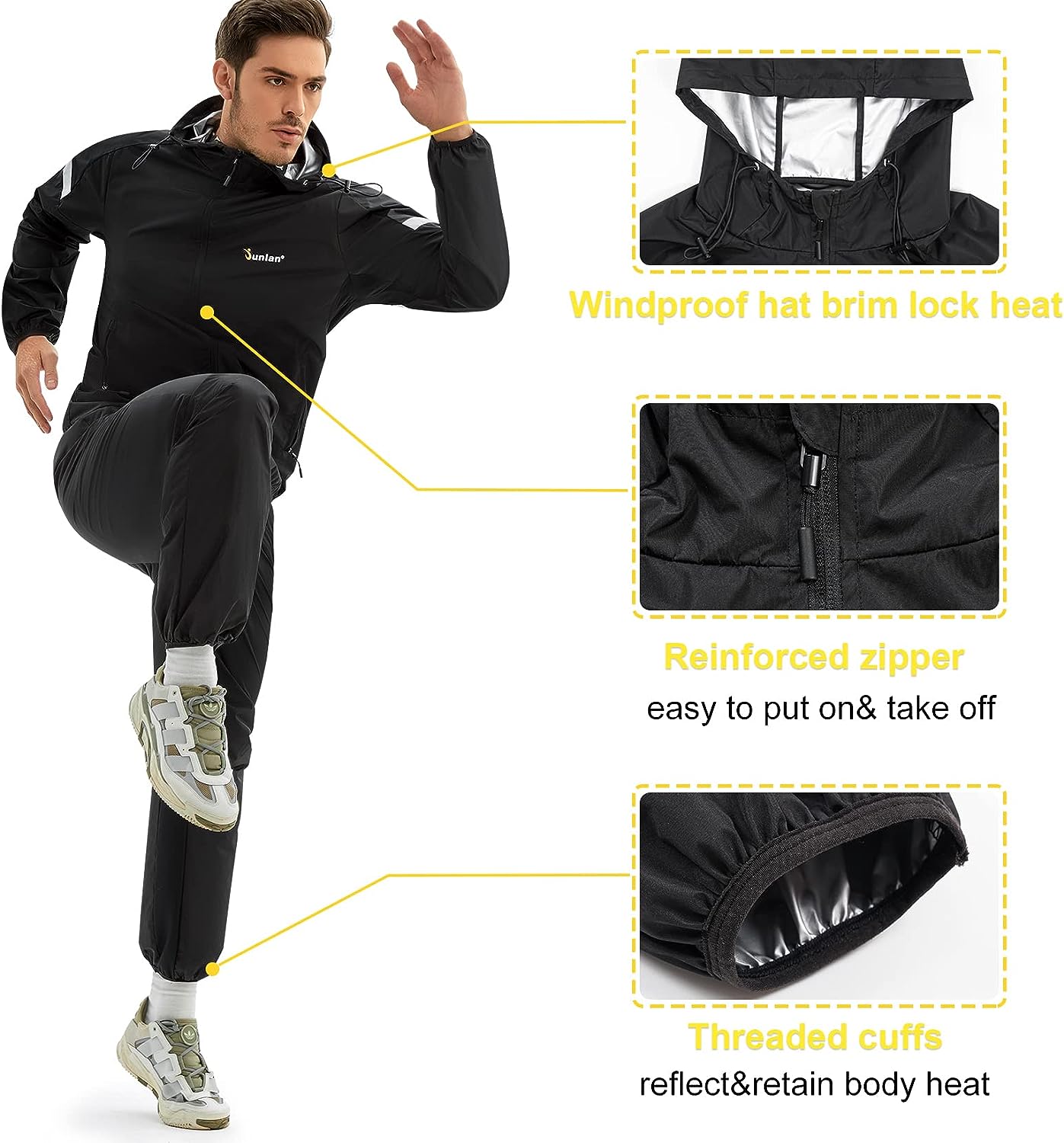 BEST Sauna Suit for Men Sweat Jacket for Men Sweat Sauna Pants Gym Workout Sweat Suit