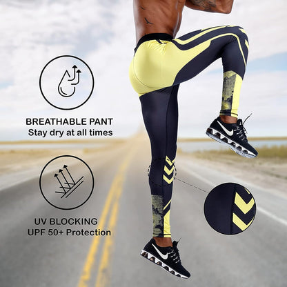 Compression Pants Men UV Blocking Running Tights 1 or 2 Pack Gym Yoga Leggings for Athletic Workout