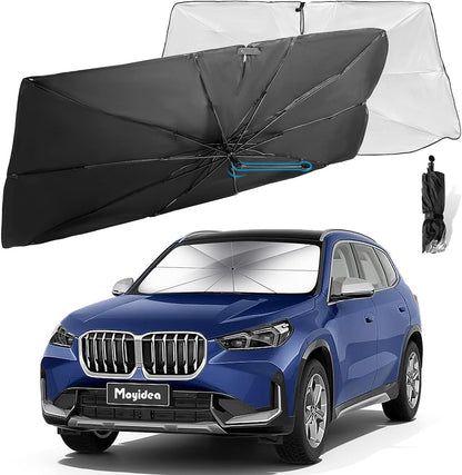 Car Windshield Sun Shade - Foldable Umbrella Reflective Sunshade for Car Front Window Block UV Rays and Heat Car Visor Keep Vehicle Cool Cover Most Cars, SUV, Truck for Auto Windshield