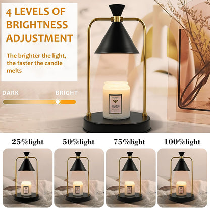 THE Candle Warmer Lamp with 3 Bulbs, Electric Wax Melter Warmer with Timer, Dimmable Candle Warmer Light with White Jar for Small & Large Jar Candles, Aromatic Candle Holders Heater for Home Decor (Black)