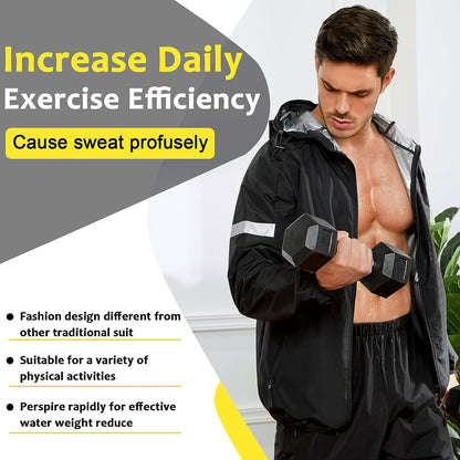 BEST Sauna Suit for Men Sweat Jacket for Men Sweat Sauna Pants Gym Workout Sweat Suit