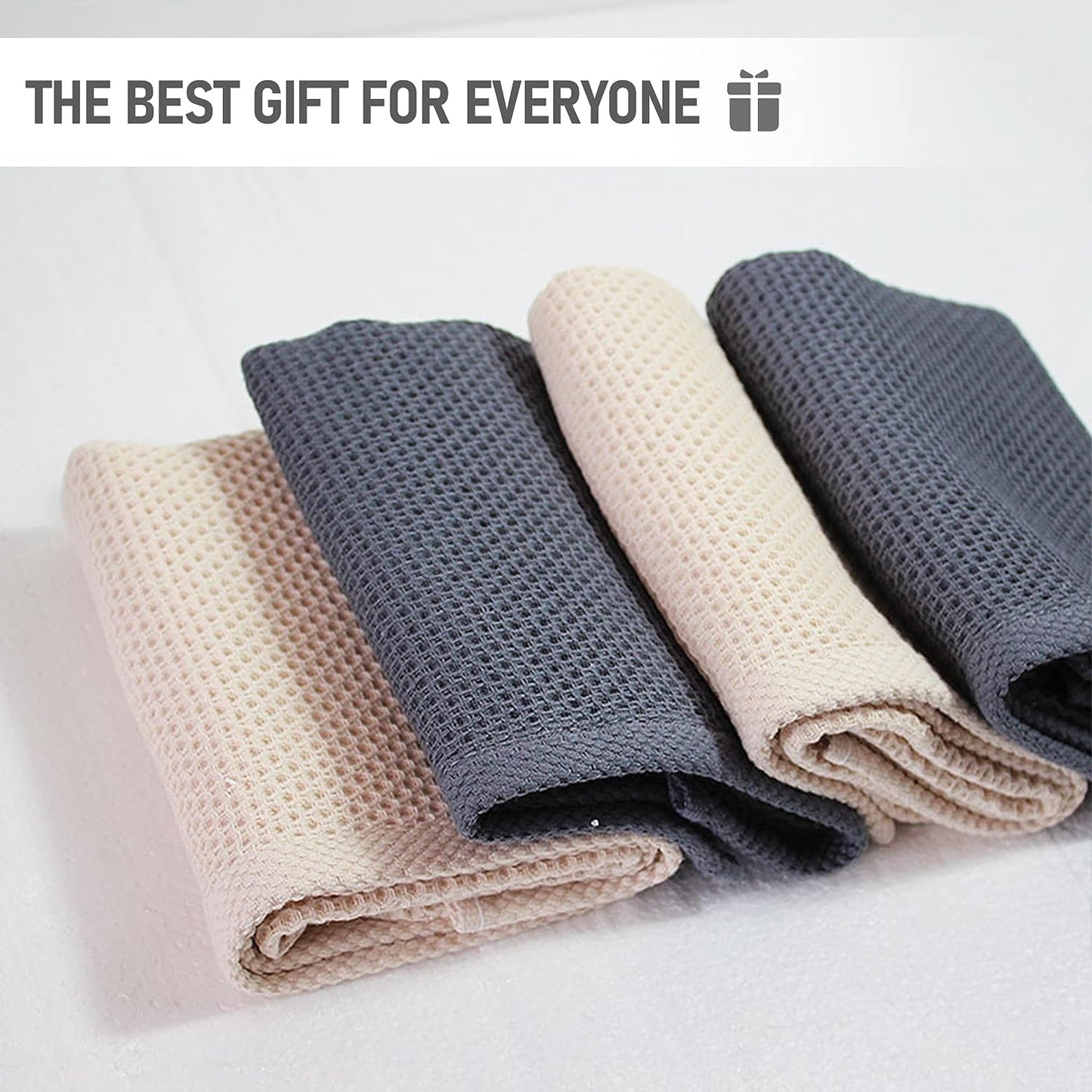 SPORT 4Pack Cotton Yoga Towel(13.7" x 27.5"), Gym Towel Set, Cool Waffle Pattern Towel for Neck and Face, Soft Breathable Towel for Yoga, Sports, Kitchen, Camping, Running, Workout