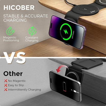 The best 3 in 1 Charging Station for Apple Watch Charger, Hicober Magnetic Wireless Charger Foldable Travel Stand for iPhone 14/13 / 12 / Series iWatch 8 7 6 5 4 3 2 SE Airpods 3 2 Pro