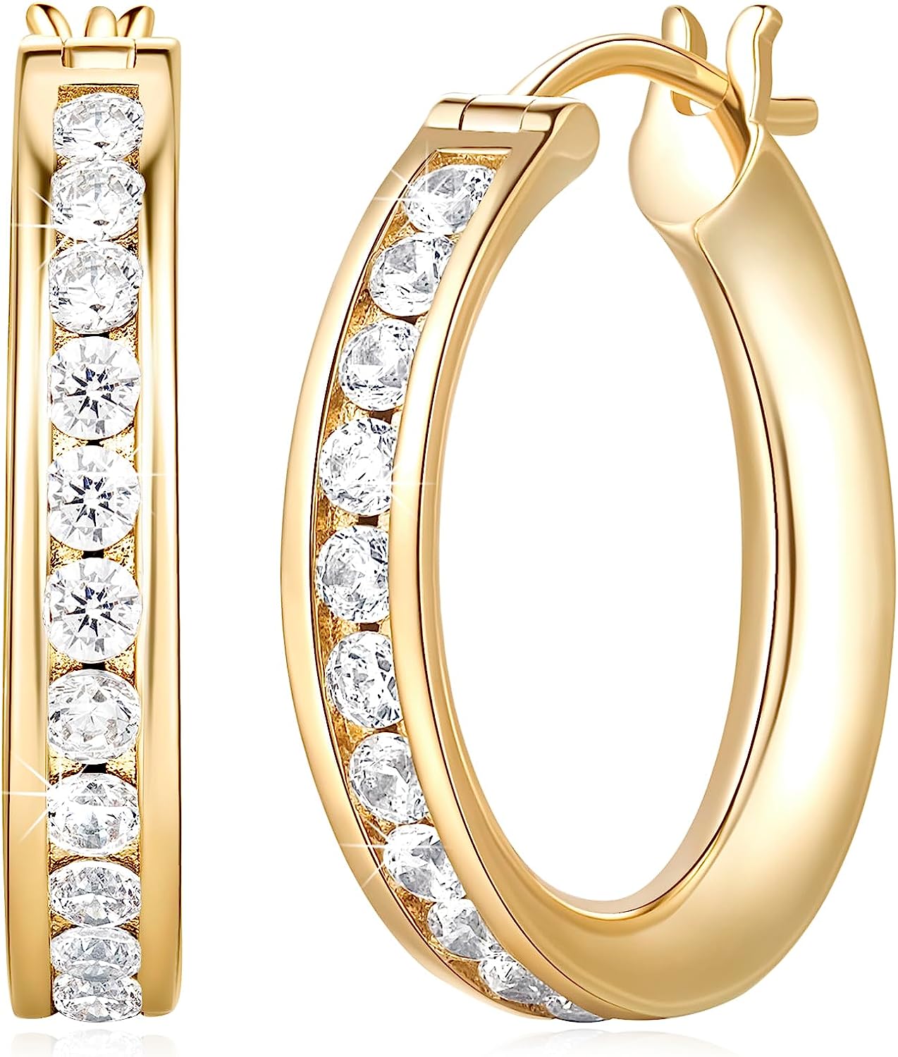 14K Gold Earrings Gold Diamond Hoop Earrings for Women 14K Gold Earrings for Women Radiant Gold Hoop Earrings (20mm)