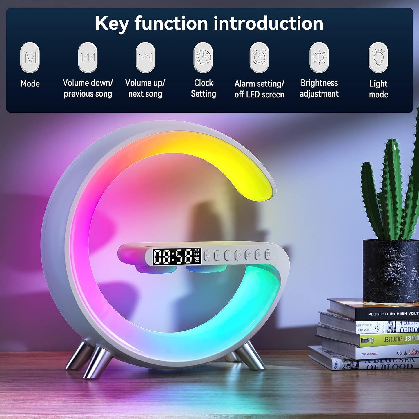 Sound Machine Wake Up Light - Light Alarm Clock with 15W Wireless Charger Smart Gradual Sunrise Alarm Clock Lamp Night Light Gift for Baby Kids Adults Sleeping