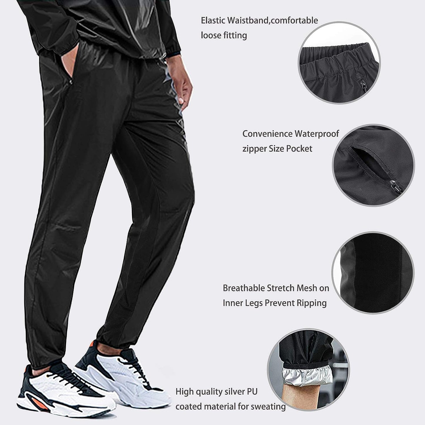 BEST Sauna Suit for Men Sweat Jacket for Men Sweat Sauna Pants Gym Workout Sweat Suit