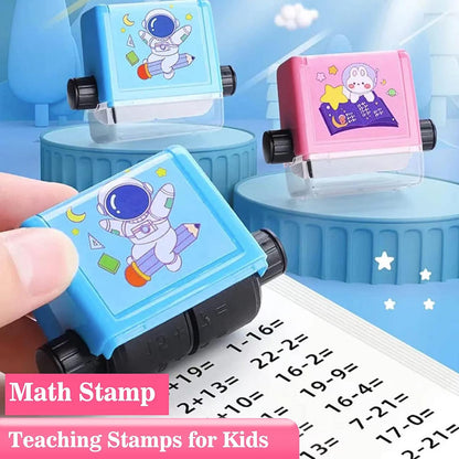 4PCS Smart Math Roller Stamps,Teaching Stamps for Kids,Math Practice Stamps,Addition Subtraction Multiplication Division Math Learning Stamps Within 100,for Preschool Kindergarten Classroom Supplies.