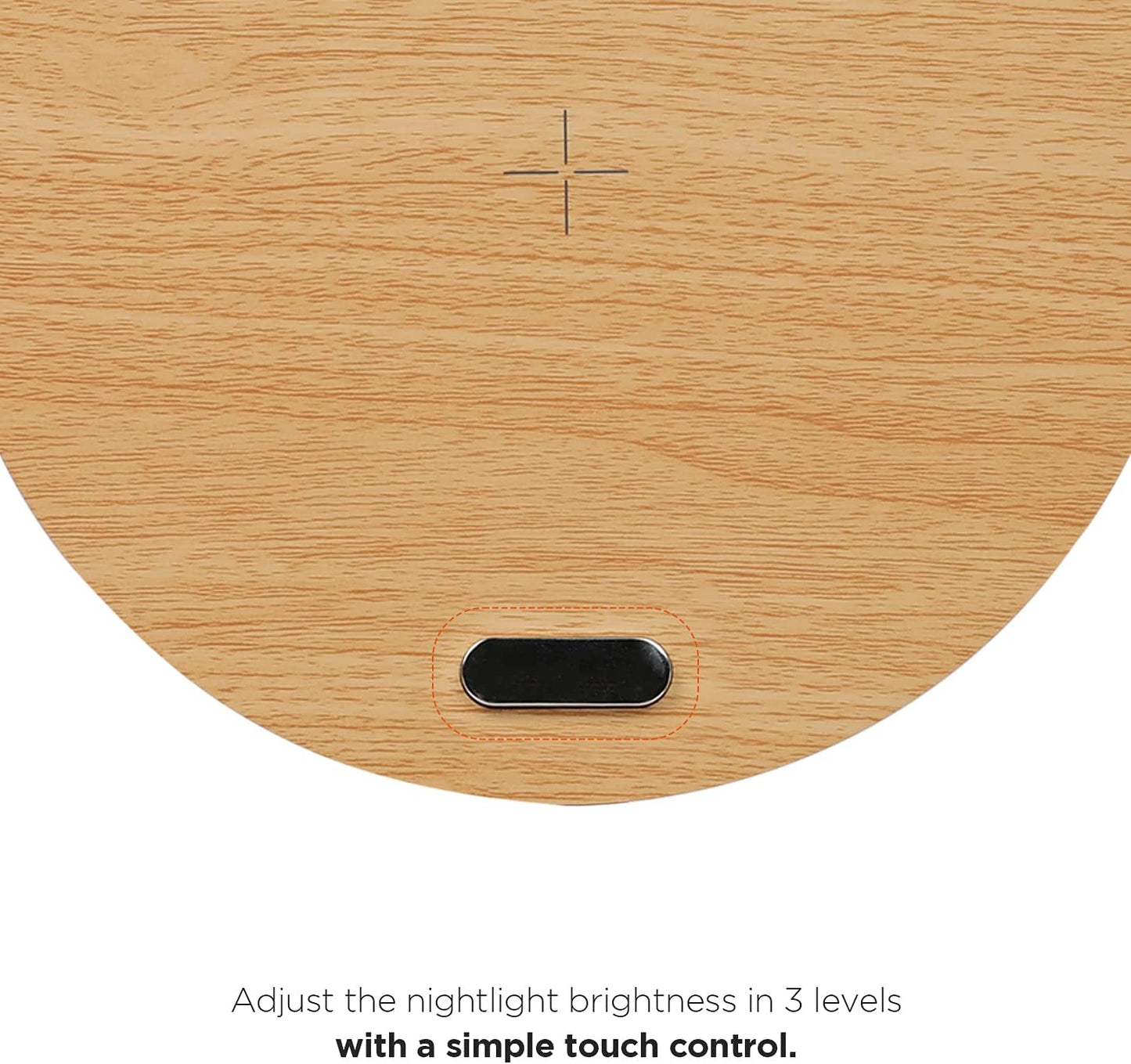 Modern Simple Wireless Charging Nightlight (Wood), Max.15W Fast Wireless Charger, Touch Control, 3-Level Brightness, for Galaxy S10/S20/Note 10, iPhone X/11/11 Pro, Airpods 2, LG V50/G7/G8