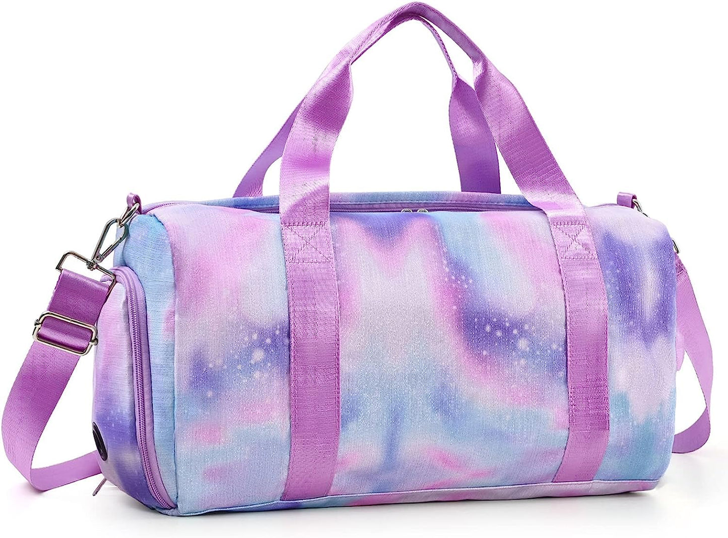 Affordable Travel Duffel Bags for Girls Kids Waterproof Sports Gym Bag for Women, Tie-dye Dance Bag for Girls Teen Overnight Duffel Bag with Shoe Compartment Ballet Small Gym Bag（Pink Rainbow）