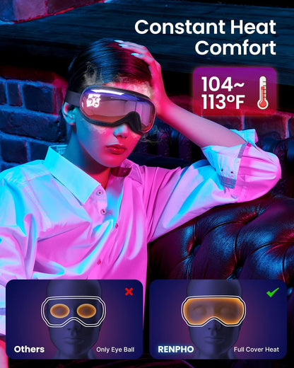 Eye Massager with Heat, Eyeris 1 Eye Mask with Bluetooth Music for Migraine, Heated Eye Care Face Massager, Eye Machine for Relax Eye Strain Dark Circle Eye Bags Dry Eye, Gifts for Women/Men