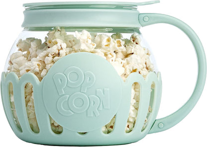 Microwave Popcorn Popper with Temperature Safe Glass, 3-in-1 Lid Measures Kernels and Melts Butter, Made Without BPA, Dishwasher Safe, 3-Quart, Red